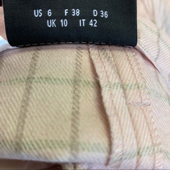 Akris flamingo pink wool plaid check Farrah trouser pants size 6 - Picture 7 of 13